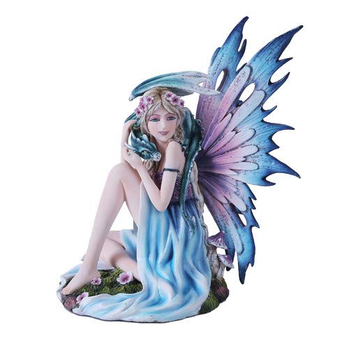 Pacific Trading Giftware Spring Flower Fairy and Dragon Mystical Statue Figurine Mushroom Meadow Princess