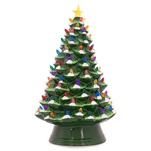 Transpac Y8198 Jumbo Ceramic Light Up Nostalgic Christmas Tree with Star