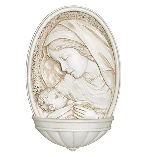Roman White Madonna & Child Water Font Renaissance Collection,8-inch Height