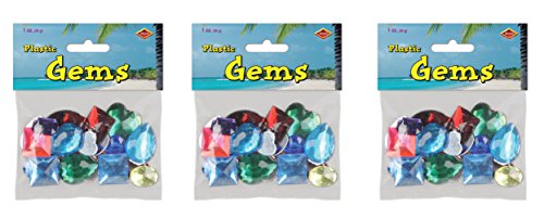 Beistle , 3 Packages Plastic Jewels, 1 Ounce In Package, 3 Ounces Total