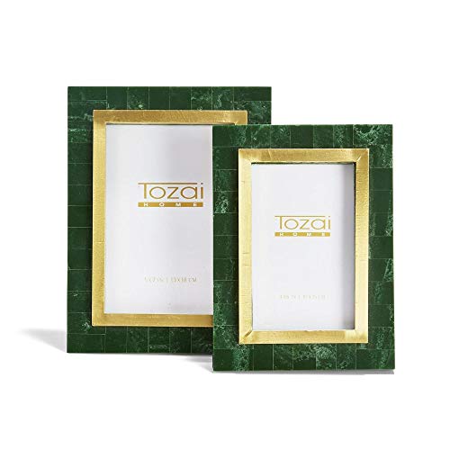 Two's Company DGJ119-S2 Aventurine Green and Gold Photo Frames, Set of 2