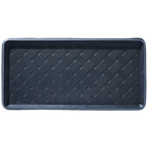 Larry Traverso Lattice Rubber Boot Tray, 32 x 16 inches, One-Piece Seamless Construction, Durable Vulcanized Rubber, Year Round Use Indoors or Outdoors, Black