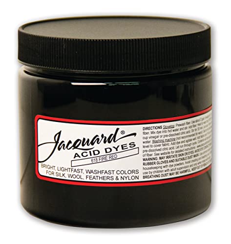 Jacquard Acid Dye for Wool, Silk and Other Protein Fibers, 8 Ounce Jar, Concentrated Powder, Fire Red 618