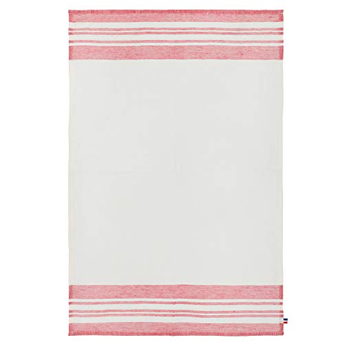 Coucke French 100% Linen Towel, Opale Herm‚àö√£s, 20 by 30 Inches, Linen and Red