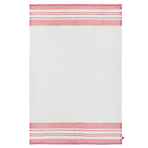 Coucke French 100% Linen Towel, Opale Herm‚àö√£s, 20 by 30 Inches, Linen and Red