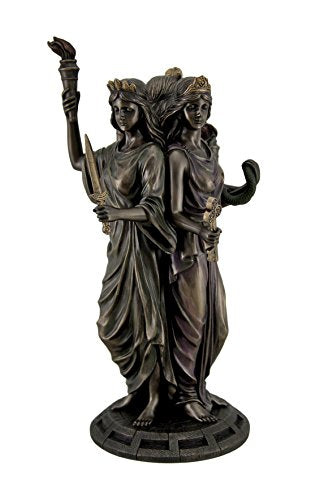 Unicorn Studio Resin Statues Large Bronze Finish Greek Goddess Hecate Triple Goddess Statue Figurine 7 X 11.75 X 7 Inches Bronze