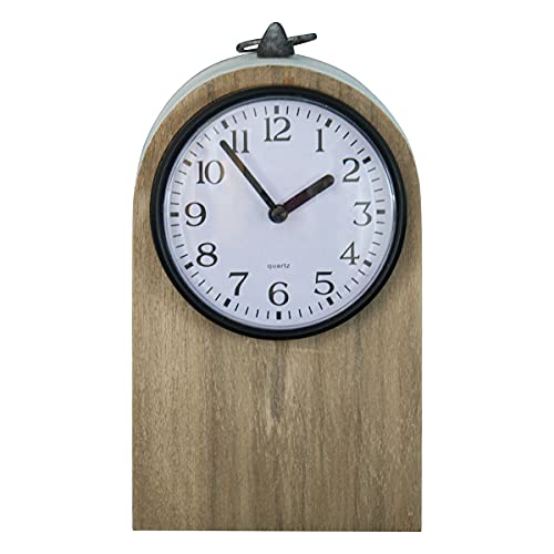 Foreside Home & Garden White Rustic Wood Battery Operated Table Clock