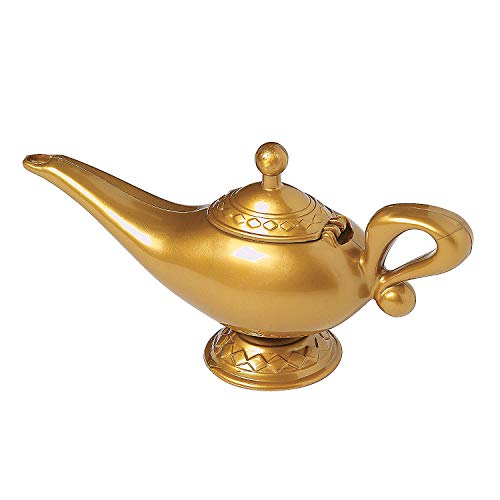 Fun Express Genie Lamp - Kids Aladdin and Genie Costume Accessory - Plastic Halloween Prop, Includes Opening Top and Hinge
