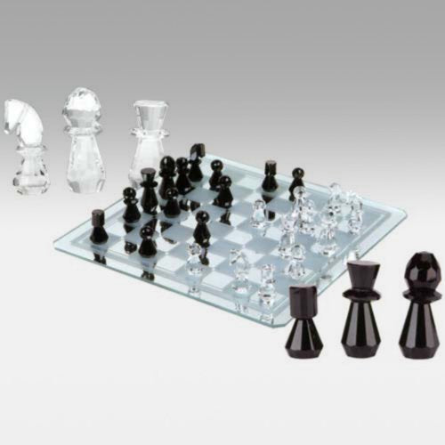 CHH Recreational Crystal Chess Set Strategy Game with Glass Board