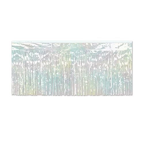 Beistle Metallic Fringe Drape Hanging Curtain, Party Decor, 15" x 10', Opalescent