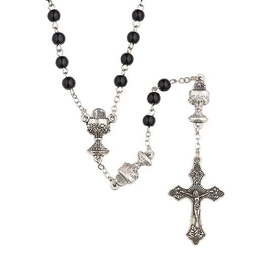 Roman Giftware Inc., Sacraments, First Communion, 18.5" L Black Communion Rosary ,Religious, Inspirational, Durable (3x3x1)