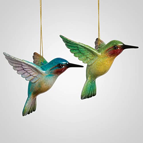 Lipco Poly Hummingbird Hanging Ornament, Set of 2, 6.5-inch Height, Holiday Season Decoration