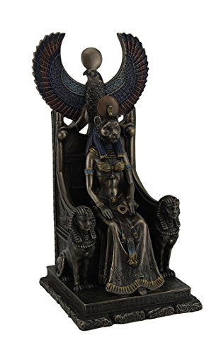 Unicorn Studio Resin Statues Ancient Egyptian Goddess Of Healing Sekhmet Sitting On Throne Statue 5 X 11 X 5 Inches Brown