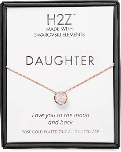 Pavilion - Daughter Gift - Light Pink Opal Swarovski Elements 18K Rose Gold Plated Pendant Necklace With 17.5 Inch Chain