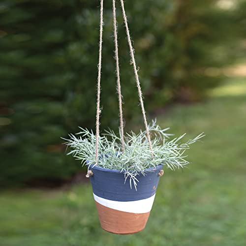 CTW 460375 Color Blocked Hanging Terra Cotta Pot, 6.5-inch Height, Navy