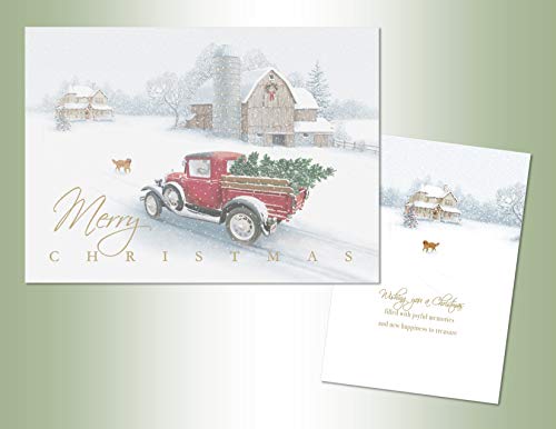 LPG Greetings Performing Arts boxed CHRISTMAS CARDS Embossed foil greeting cards with coordinating inside design and foil lined envelopes (14 cards/14 envelopes)., 51130