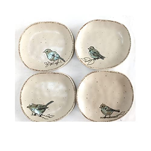 Blue Sky Clayworks 9641 Bird Design Plate, 5-inch Diameter, Cream