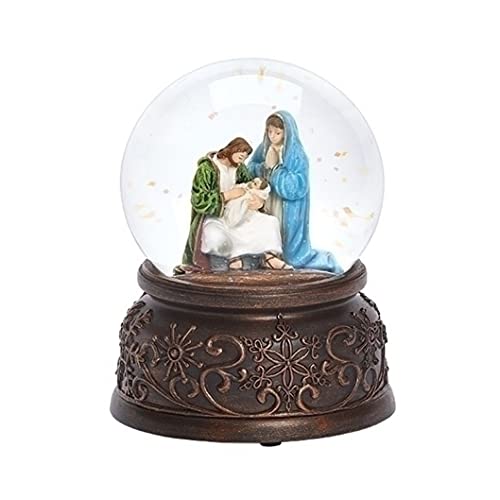 Roman 134096 Seated Joseph Holding Jesus Musical Dome, 5.7-inch Height