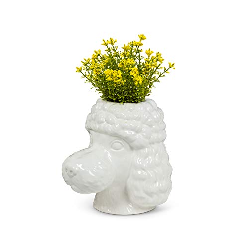 Abbott Collection  Home 27-MBF-702 Poodle Dog Head Vase, White