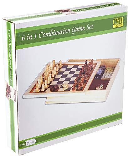 CHH GREAT 6 - IN - 1 GAME SET: Chess, Checkers, Backgammon, Poker Dice, Dominoes, and Playing Cards!