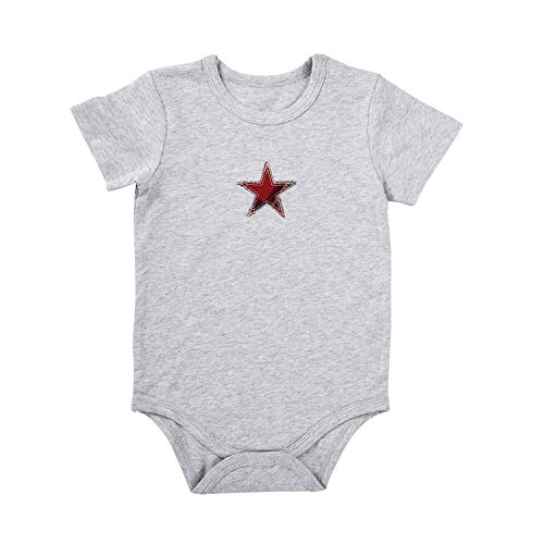 Creative Brands Stephan Baby Snapshirt-Style Diaper Cover, Gray with Red Plaid Star, 6-12 Months