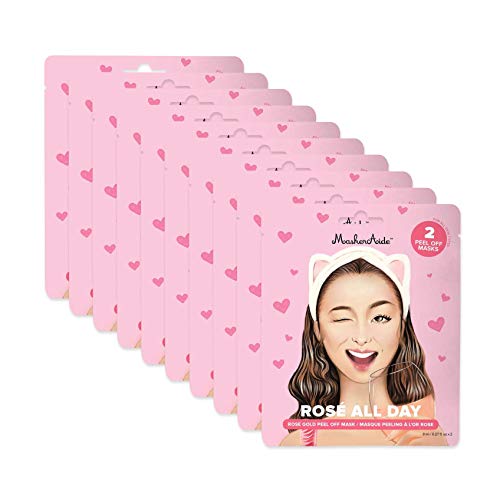 MaskerAide Ros‚àö¬© All Day, Rose Gold Peel Off Mask, Luminize, Tighten Pores, Remove Blackheads, For Oily, Combination, Acne Prone Skin, 2 Uses per Pack, Cruelty Free, Korean Skincare (10 Pack)