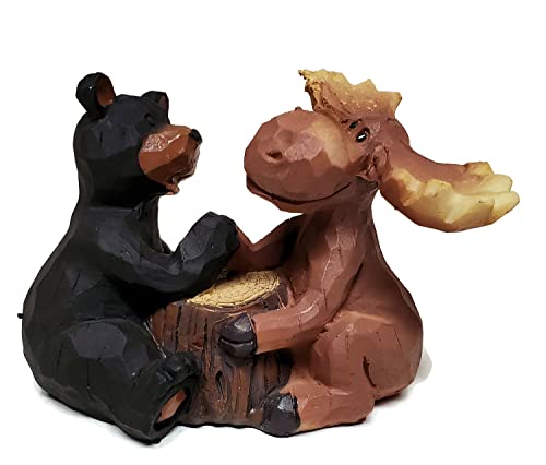 Lipco Lipman Bear and Moose Arm Wrestling Decorative Figurine, Multicolor