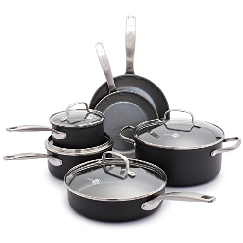 Cookware Company GreenPan Chatham ceramic Non-Stick 10Pc Cookware Set, Grey - CC000126-001