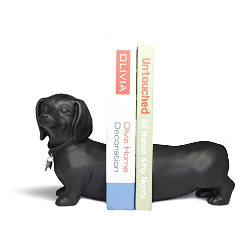 Danya B. 2-Pc Dog Bookend Set in Black