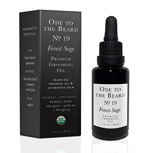 Vegan Mia Organics - Ode To The Beard, Spruce-Scented Beard Oil for Men, 3-in-1 Premium Grooming Oil with Argan Oil, Jojoba and More, For Beard Growth and Maintenance, Forest Sage Beard Oil, 1 fl oz