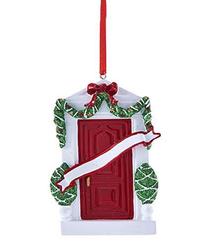 Giftcraft Customizable Red Door Christmas Tree Ornament with Glitter