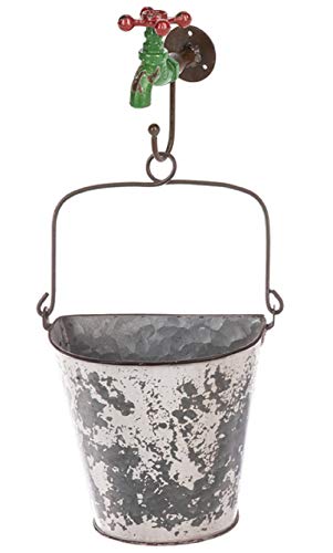 Ganz 163452 Bucket Wall Planter with Faucet Hook