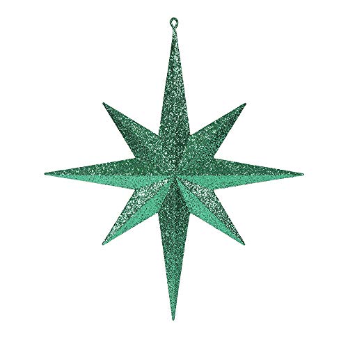 Vickerman M167504 Plastic Iridescent Glitter Bethlehem Star, 15.75", Green