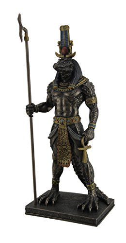 Unicorn Studio Resin Statues Sobek Ancient Egyptian Crocodile God Of The Nile Bronzed Finish Statue 4.5 X 11.25 X 3 Inches Bronze