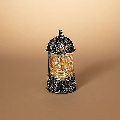 Gerson 2648690 Battery Operated Lighted Spinning Water Globe Lantern with Rotating Halloween Figurines, 9-inch Height