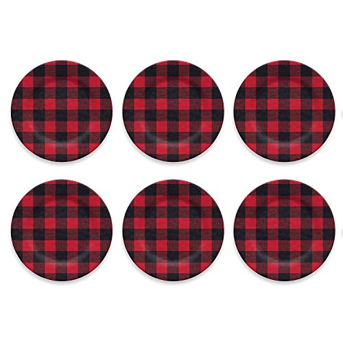 TarHong Vintage Lodge Buffalo Check Dinner Plate, 10.5", Melamine, Set of 6