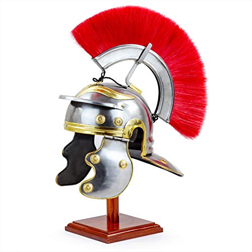 Nagina International Medieval Century Red Crest Roman Centurion Gallic Smiths Helmet for Gladiators Warriors for LARPERS