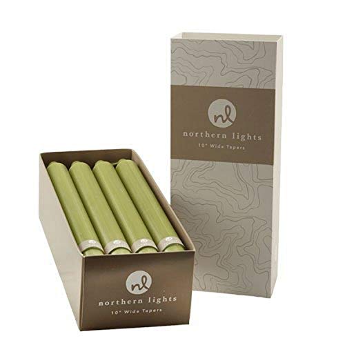 Northern Lights Candles Nlc Wide Tapers 12Pc Box Moss Green 10 Inch