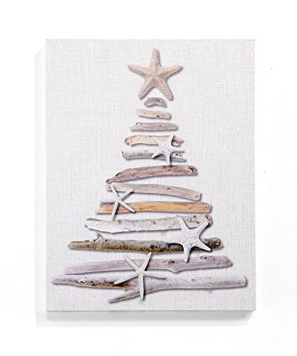 Giftcraft 682879 Christmas LED Driftwood and Starfish Tree Print with Timer, 0.71 inch, Medium Density Fiberboard, Polyester