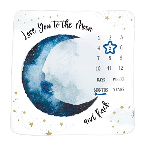Blue Sky Clayworks Lillian Rose to The Moon and Back Baby Milestone Blanket, Dark Blue