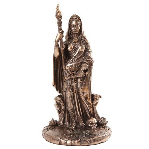 Pacific Trading Greek Goddess Hecate Sculpture Athenian Patroness of Crossroads, Witchcraft, Dogs and Patina Statue