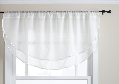 Belle Maison Stylemaster Elegance Sheer Voile, 60 in x 24 in | Ascot Valance, Beige