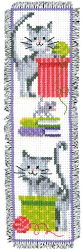 Vervaco Cross Stitch Bookmark Kit Curious Cats 2.4" x 8"