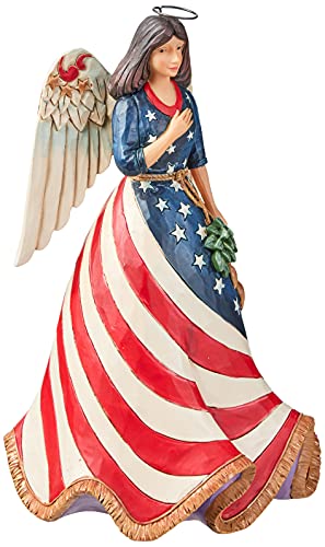 Enesco Jim Shore Heartwood Creek Patriotic Angel with Flag Dress Figurine, 9.8", Multicolor