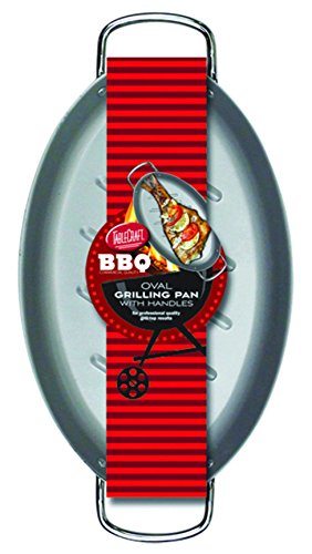 TableCraft BBQ158 BBQ Oval Roasting Pan with Handles, 15-Inch, Steel