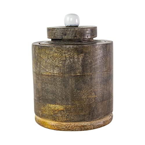 Foreside Home & Garden Round Canister Natural Mango Wood