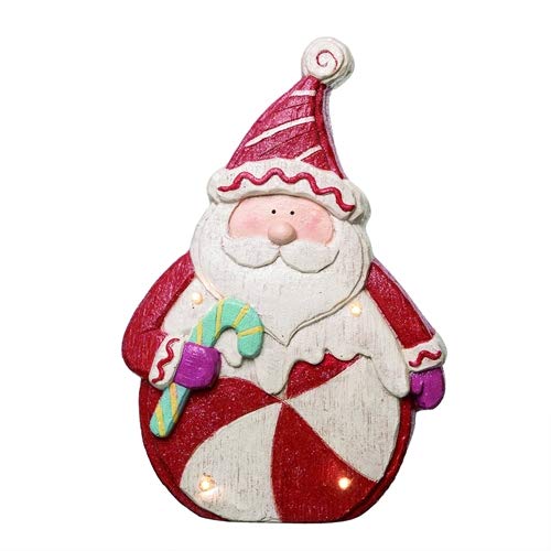 Transpac Y9723 Light Up Peppermint Santa, 11-inch Length, MGO Plywood