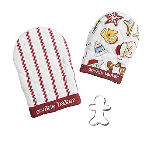 Mud Pie Matching Christmas Oven Mitt Set, 9-inch Large