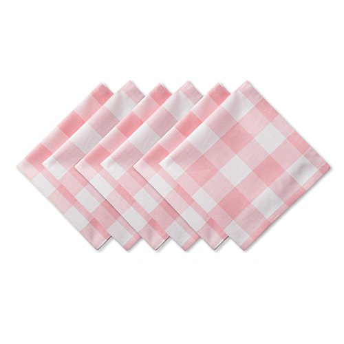 DII Design Classic Buffalo Check Tabletop Collection for Family Dinners, Special Occasions, Barbeques, Picnics and Everyday Use, 100% Cotton, Machine Washable, Napkin Set, 20x20, Pink & White 6 Count