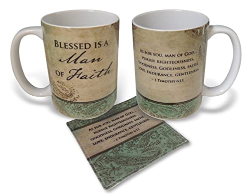 Cathedral Art Abbey & CA Gift Man of Faith Mug & Fabric Coaster Set, Multi